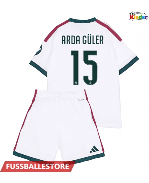 Günstige Real Madrid Arda Guler #15 Heimtrikotsatz Kinder 2026-27 Kurzarm (+ Kurze Hosen)